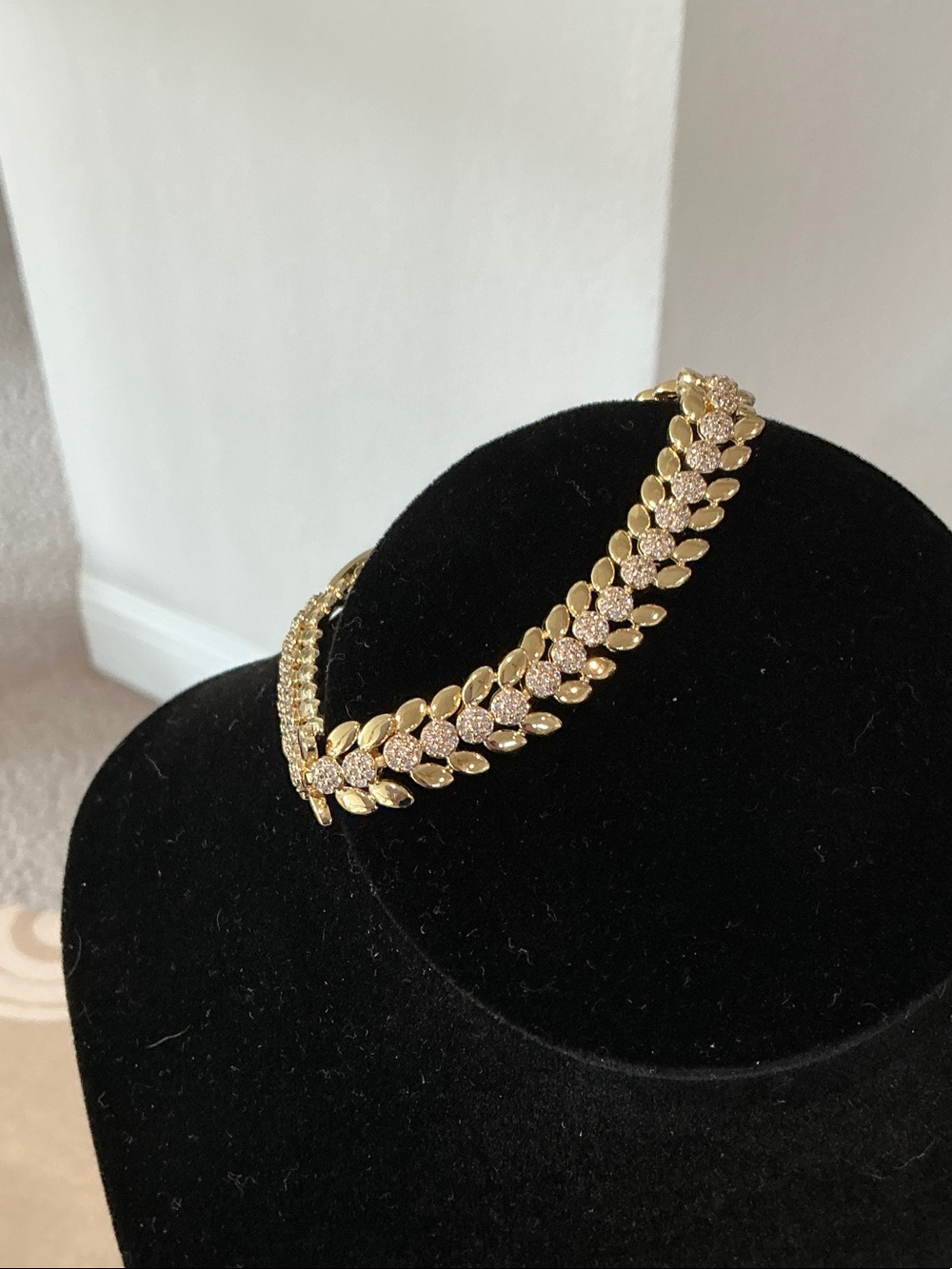 Gold Leaf-Style Crystal Tennis Bracelet - Women Jewelry